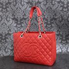 CHANEL Caviar Skin Leather GST Red Chain Tote Bag Shoulder Bag #2619 Rise-on