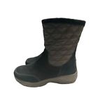 NEW Lands End Womens Black Suede Winter Boots Quilted Zip Size 9D