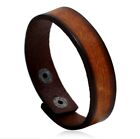 MEN/ Women Vintage Brown Snap Genuine Leather Wristband/ Leather Bracelet 7-8.5