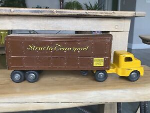 1950 Structo Transport Semi Truck Trailer Brown Yellow