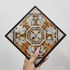 Vintage Wood Framed Floral  Ceramica Tile Trivet Made in Italy 9 in x 9 in