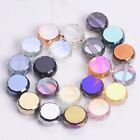 10pcs 10mm 12mm Colorful Plated Flat Round Faceted Crystal Glass Loose Beads