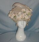 Charming Antique Hat Edwardian 1912 Pale Gray Lace Feather and Daisy Trim