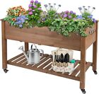 PETSCOSSET Raised Garden Bed Outdoor Elevated Wood Planter with Lockable Wheels
