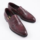Zilli Burgundy Leather Loafer with Punched Details 8.5 (Eu 41.5) Dress Shoes