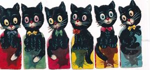 Antique Old Vintage Die Cut Scrap Lot -Halloween Black Cat Cats
