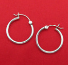 Vintage Earrings Sterling Silver Pierced Hoops .75 inch Modernist Jewelry 945a
