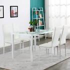 5 PCS Dining Set Glass Top Table and 4 Chair Breakfast Dinner Furniture