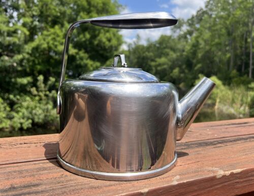 Vintage All-Clad Stainless Steel Tea Pot Stove Top Kettle 2 Qt No Whistle