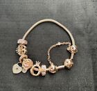 Authentic Pandora Rose Gold Bracelet w/ Charms (Moments - 7” - Small)
