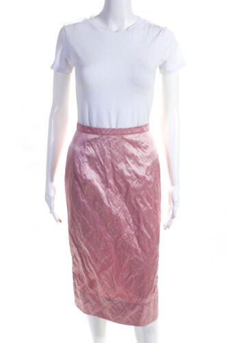 Topshop Boutique Womens Satin Midi Pencil Skirt Pink Size 4