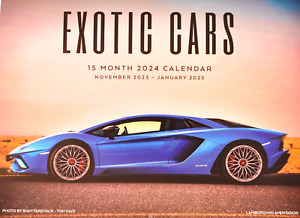 Exotic Fast Cars 2024 CALENDAR Ferrari 488 312 Lamborghini Aventador Corvette ++