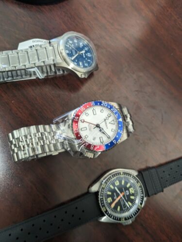 mens watch lot used (Lotus Titanium Blue, Boderry Admiral Gmt, Momentum Dive)