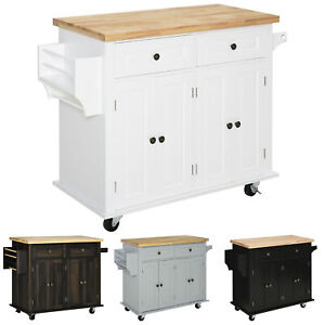 Rolling Kitchen Microwave Island with Flexible Storage Shelf Unit and Drawers