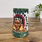 Hand Painted Native American Indian Chief Figural 3-D  Mug Stein Tankard Vintage