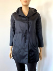 BNWT Eileen Fisher Eggshell Nylon Hooded Drawstring Puffer Coat,Black, M $358