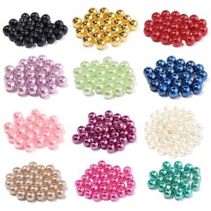 50-1000PCS Round Pearl Imitation Beads Acrylic Spacer Beads Jewelry Making DIY