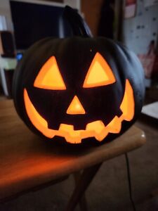 New ListingBlack Jack-O-Lantern Blow Mold Light Up Carved Pumpkin Design Decor 9