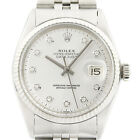Rolex Mens Datejust 18K White Gold & Stainless Steel Silver Diamond Dial Watch
