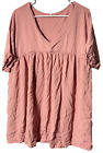Womens short sleeve pink babydoll blouse, size Extra Large (XL)