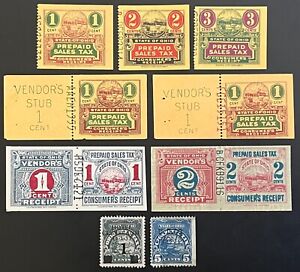 UNITED STATES: Lot of Ohio Prepaid Sales and Cigarette Tax stamps. VF condition.
