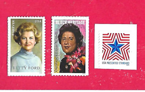 US Forever Stamps, 2024 Issue.  Motley & Betty Ford +A bonus Star Stamp.