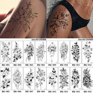 Women Temporary Tattoos Sticker Sketch Sexy Flower Arm Legs Body Art Waterproof