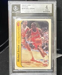 RARE 1986 Fleer Stickers #8 Michael Jordan BGS 4 ROOKIE (VG-EX) Chicago Bulls RC