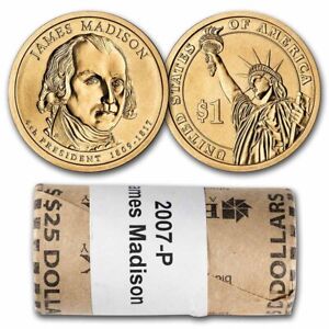 2007-P James Madison 25-Coin Presidential Dollar Roll
