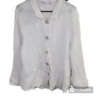 Habitat Women's White Crinkle Button Up Tunic Shirt Size L Lagenlook