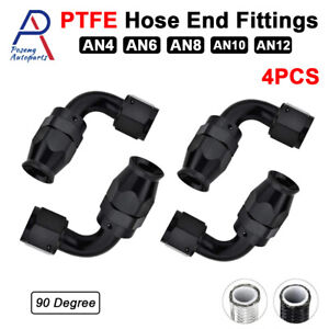 4PCS 90 Degree AN4 AN6 AN8 AN10 AN12 Hose End Fitting Adapter for PTFE Hose Line