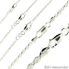 Real Solid Sterling Silver Diamond Cut Rope Chain Mens Boys Bracelet or Necklace