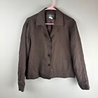 Vintage Orvis Tencel Crop Jacket Blazer Womens Size Medium Brown USA Made Button