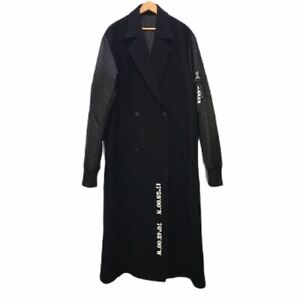 D.GNAK by Kang.D Black Layered Long Coat Wool Size 52 XL Trench Jacket Kang D