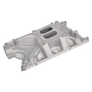 Intake Manifold Satin Aluminum Carb For SBF Small Block Ford Windsor V8 5.8L351W