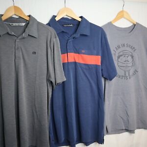 Travis Mathew Shirt Lot Bundle Golf Polo x2 + t-shirt Men's Large Gray Navy