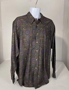Vintage Nautica Men’s Dress Shirt Long Sleeve Large Paisley Button up 90'S