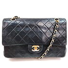 Chanel Shoulder Bag Matelasse Double flap Black Lamb Skin 1183063