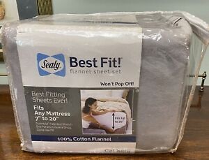Sealy Best Fit Flannel Sheet Set California King Slate