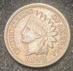 1898 Indian Head Cent AU Copper Coin IHC490