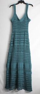 3C8 NEW $ 525 Sz XL Women Vince Lace Crochet Midi Dress In Teal Blue