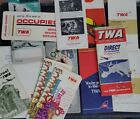 TWA Lot of  1950s 60s 70s TICKET JACKETS MAP  TIMETABLES MAP OCCUPIED SIGN PROMO