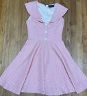 VOODOO VIXEN Pinup Checkered Party Roxy Dress Rockabilly Vintage Pink Size Small