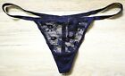 Victoria's Secret Blue Stretch Floral Lace V-String Panties O/S One-Size