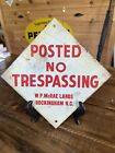 Vintage 1960’s No Trespassing Sign Heavy Gauge Metal Rockingham NC Hunting, Farm
