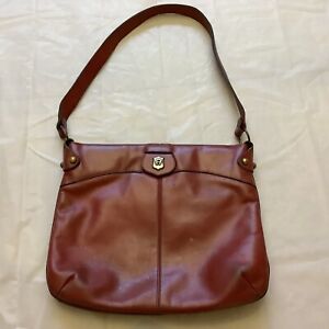 Etienne Aigner Genuine Leather Shoulder Bag Purse 1970s-80s Oxblood Logo Vintage