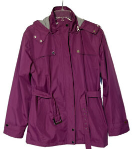 Pierre Balmain Paris Purple Detachable Hood Zip Trench Coat Jacket Sz M -Vintage
