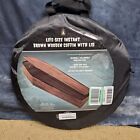 Halloween Plastic Life Size Instant Wooden Brown  Coffin With Lid Quick & Easy