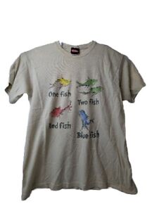 Vintage Dr. Seuss One Fish Two Fish Red Fish Beige T-shirt Size Medium