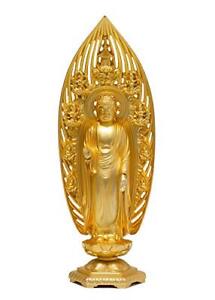 Buddha Statue Amida Nyorai Boat Shape Gold Plated/24K Buddhist Sculptor #KU0857